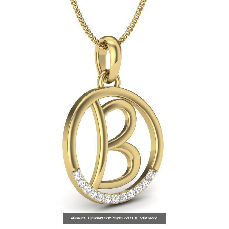 24 alphabets letter pendant 3dm render bulk 3D Model Collection_5