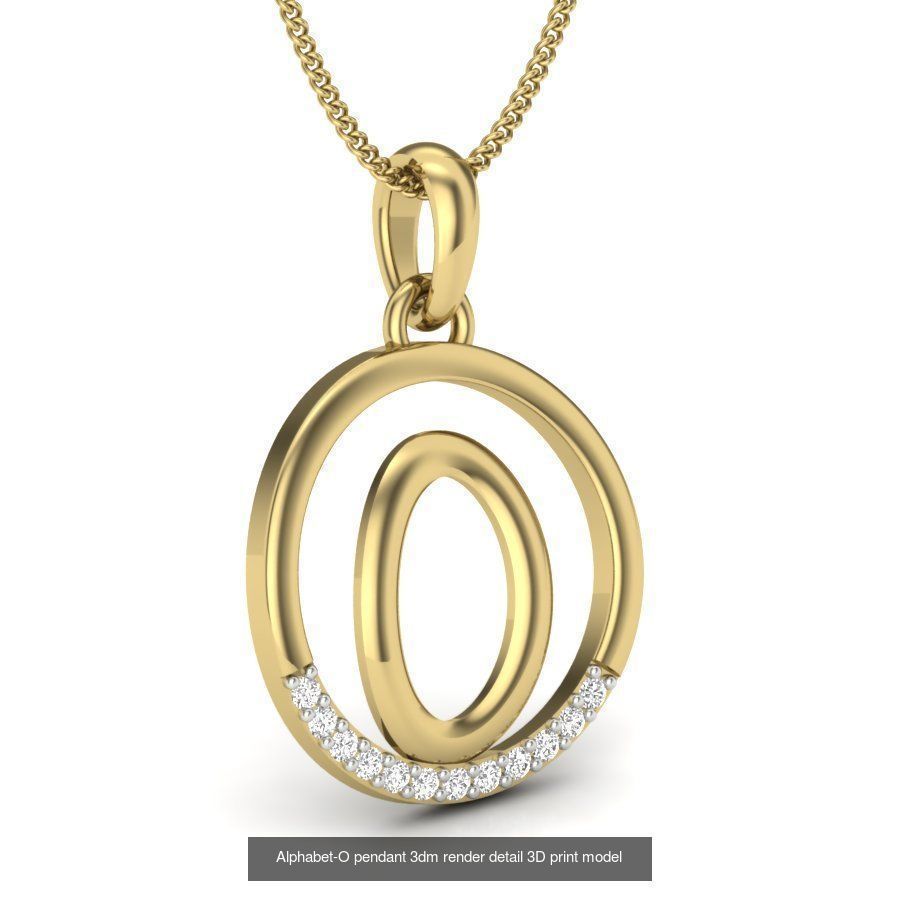 24 alphabets letter pendant 3dm render bulk 3D Model Collection_10