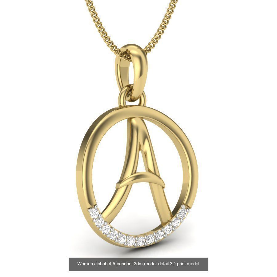 24 alphabets letter pendant 3dm render bulk 3D Model Collection_4