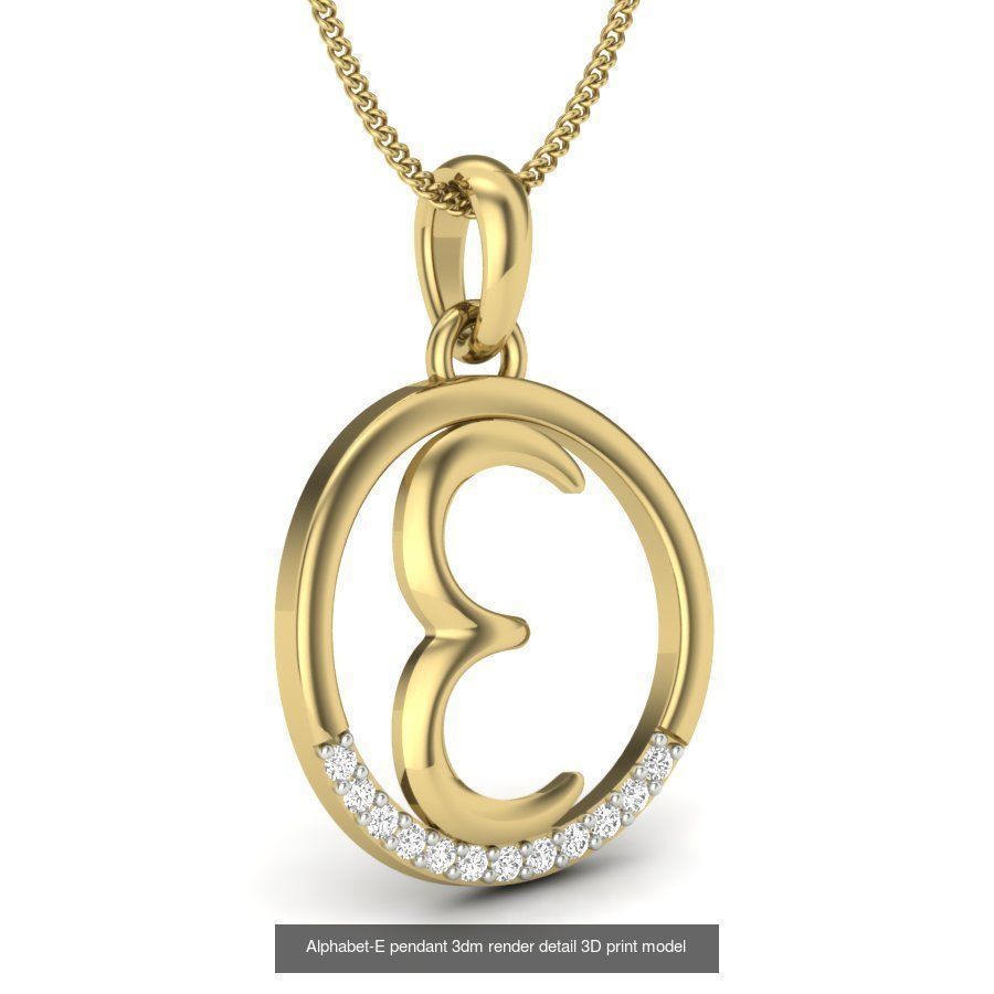 24 alphabets letter pendant 3dm render bulk 3D Model Collection_8