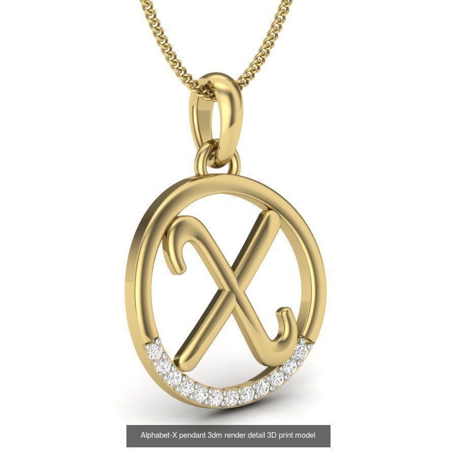 24 alphabets letter pendant 3dm render bulk 3D Model Collection_14