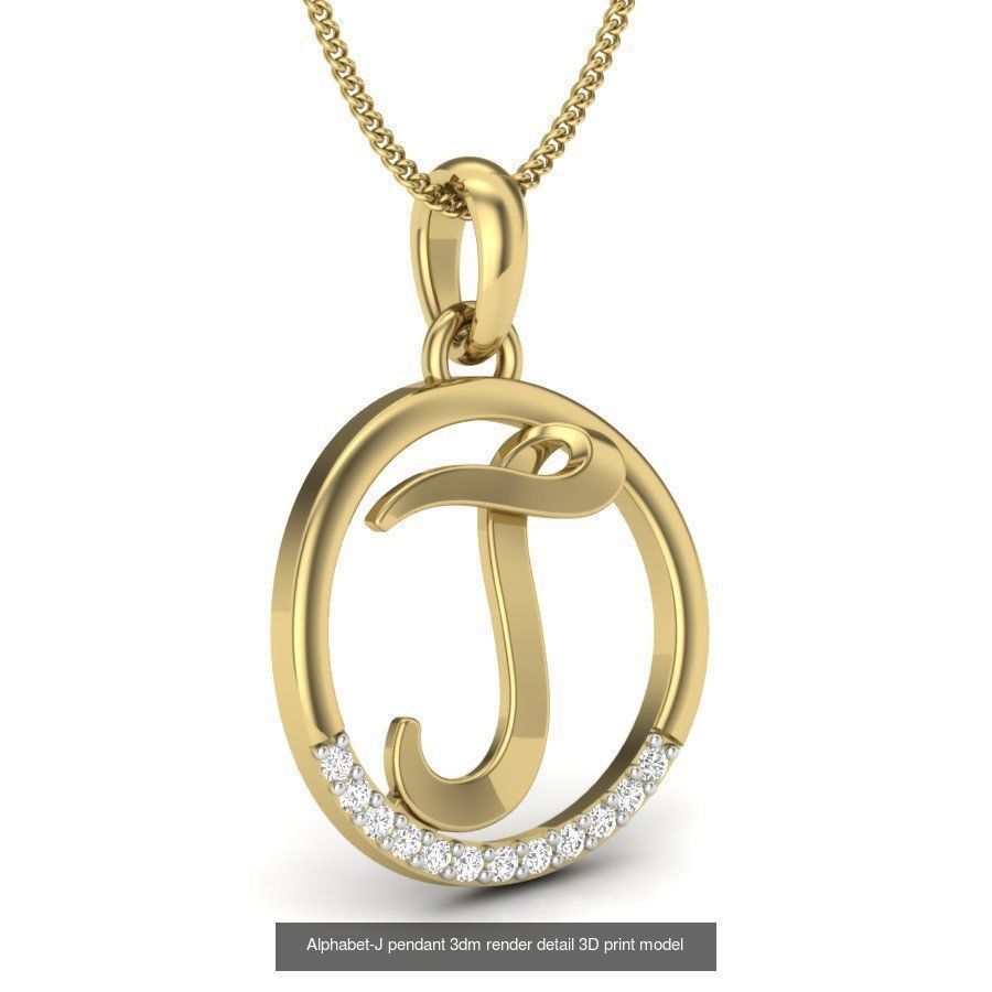 24 alphabets letter pendant 3dm render bulk 3D Model Collection_13