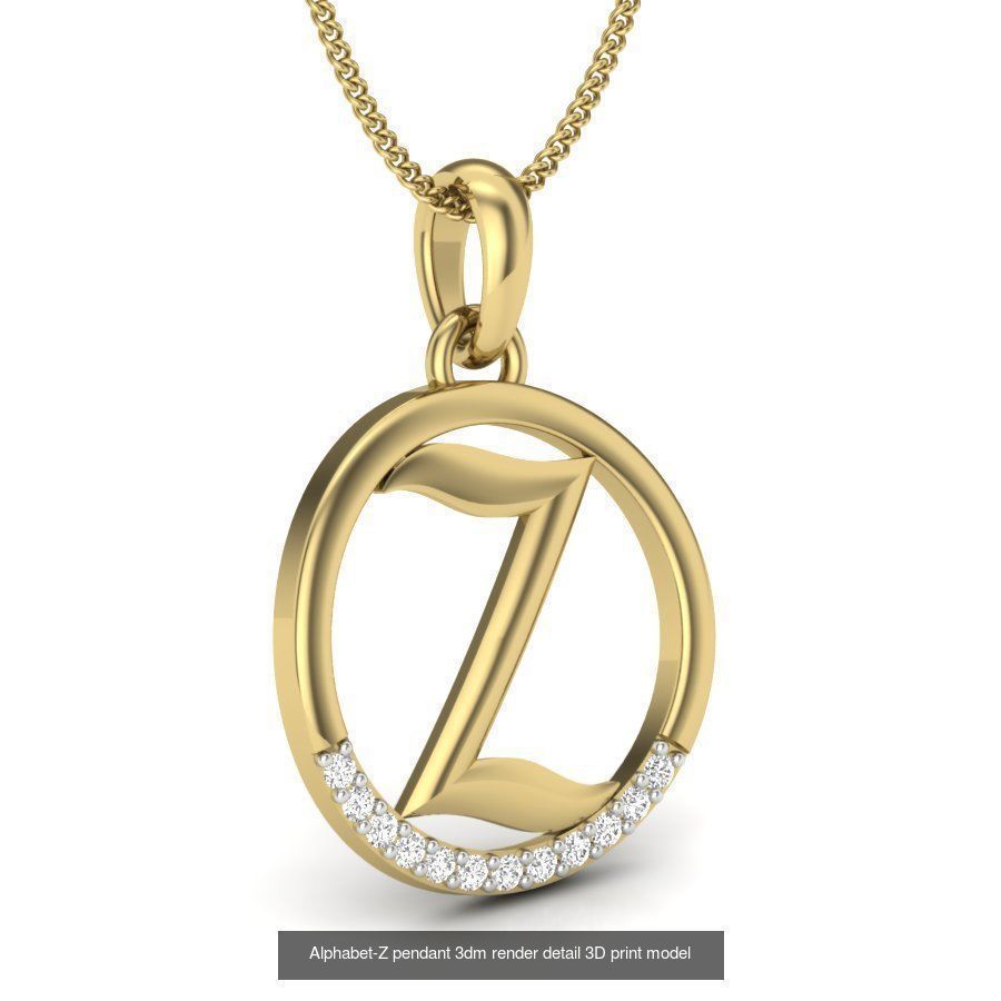 24 alphabets letter pendant 3dm render bulk 3D Model Collection_22