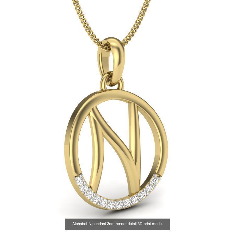 24 alphabets letter pendant 3dm render bulk 3D Model Collection_9