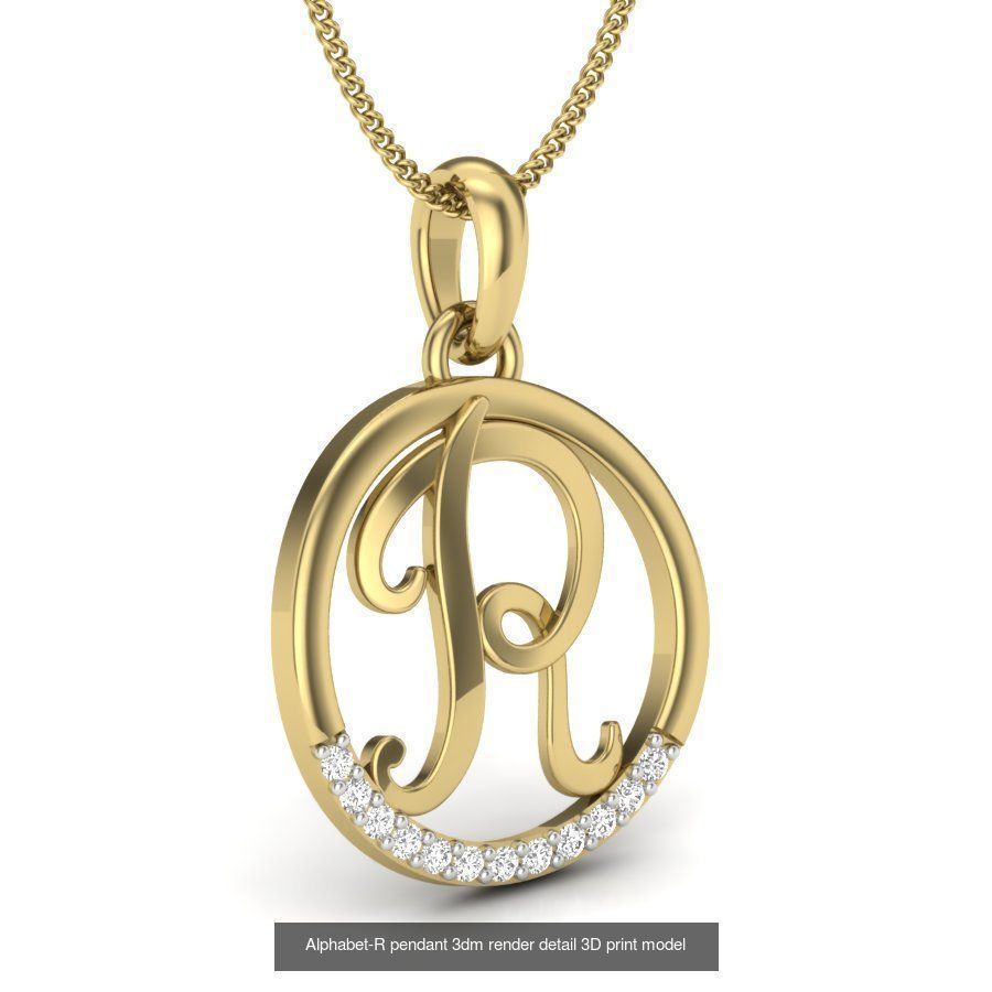 24 alphabets letter pendant 3dm render bulk 3D Model Collection_21