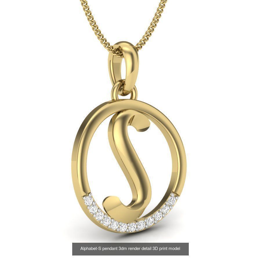 24 alphabets letter pendant 3dm render bulk 3D Model Collection_16