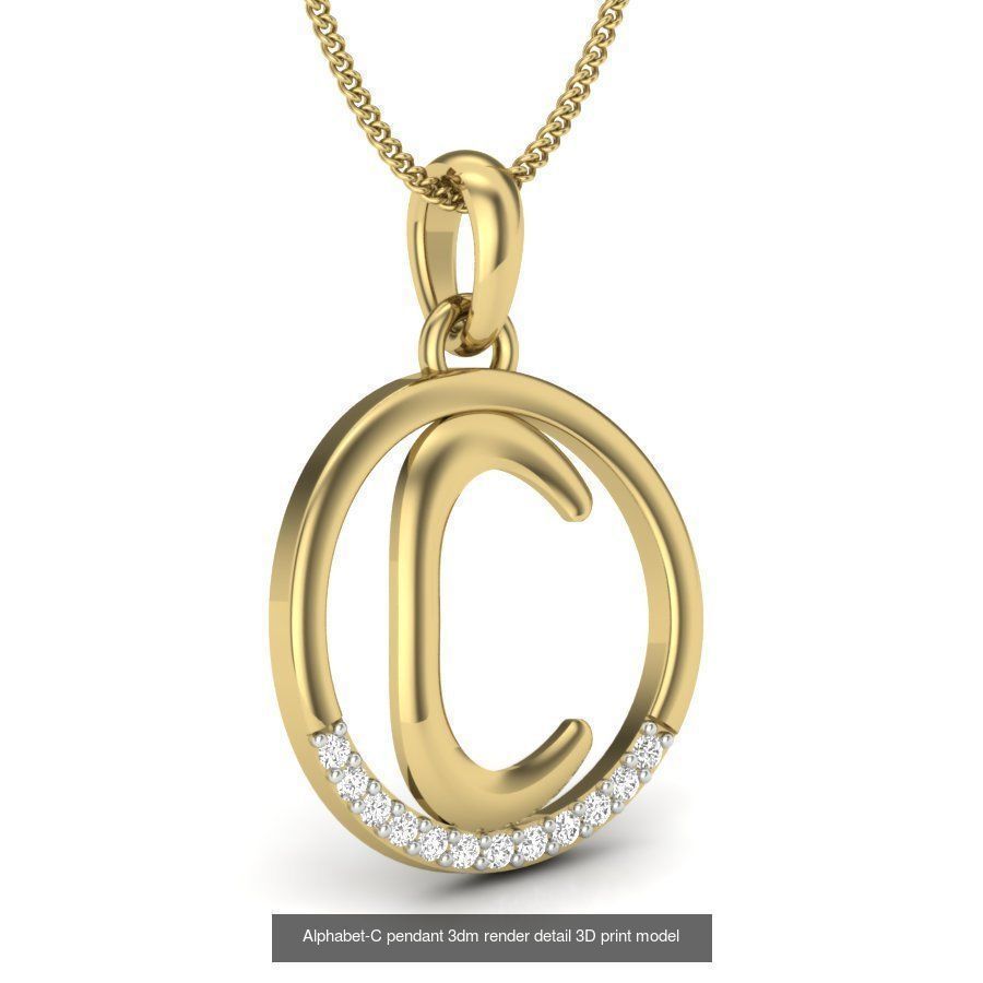 24 alphabets letter pendant 3dm render bulk 3D Model Collection_6