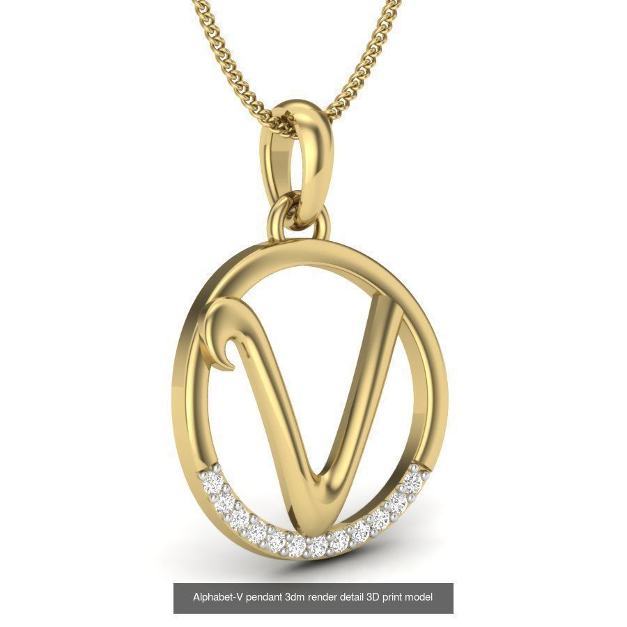 24 alphabets letter pendant 3dm render bulk 3D Model Collection_11