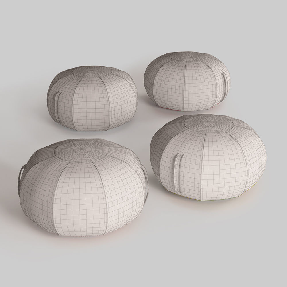 Pouf With 4 Kinds of Materials 3D model_3
