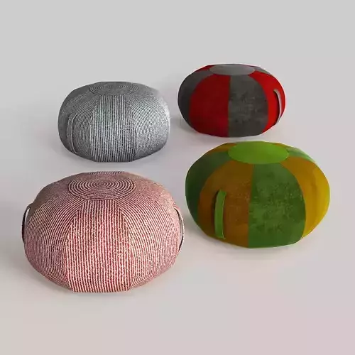 Pouf With 4 Kinds of Materials 3D model