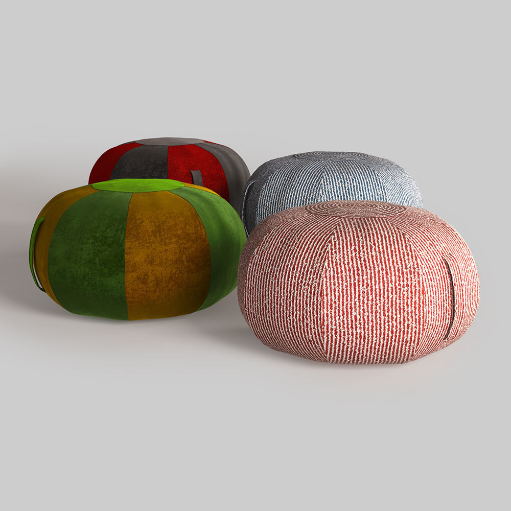 Pouf With 4 Kinds of Materials 3D model_1