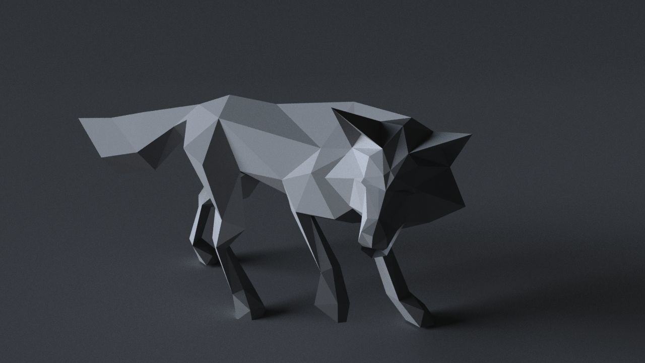 Fox lowpoly 3D print model polygonal wolf Low-poly 3D model_5
