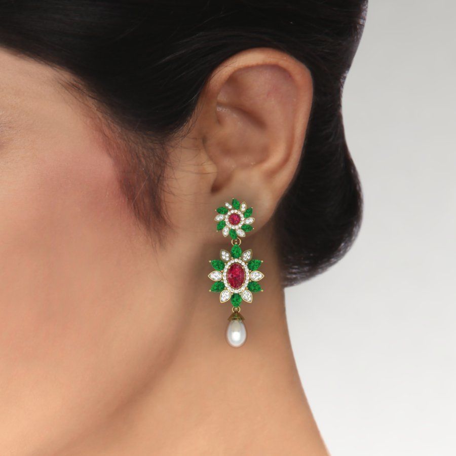 Women flower earrings 3dm render detail 3D print model 3D print model_1