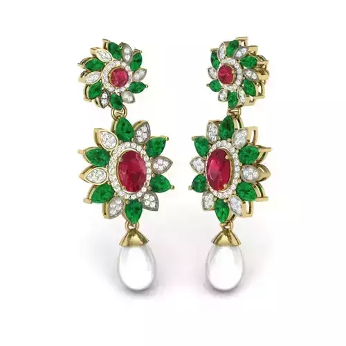 Women flower earrings 3dm render detail 3D print model