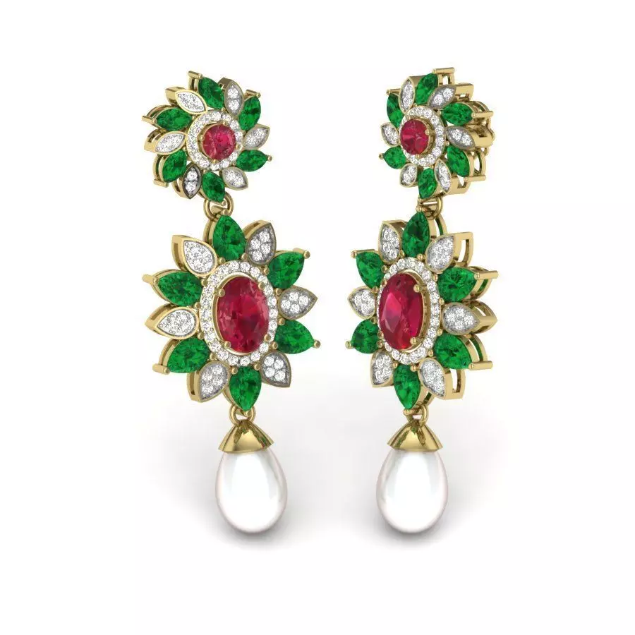 Women flower earrings 3dm render detail 3D print model 3D print model_0