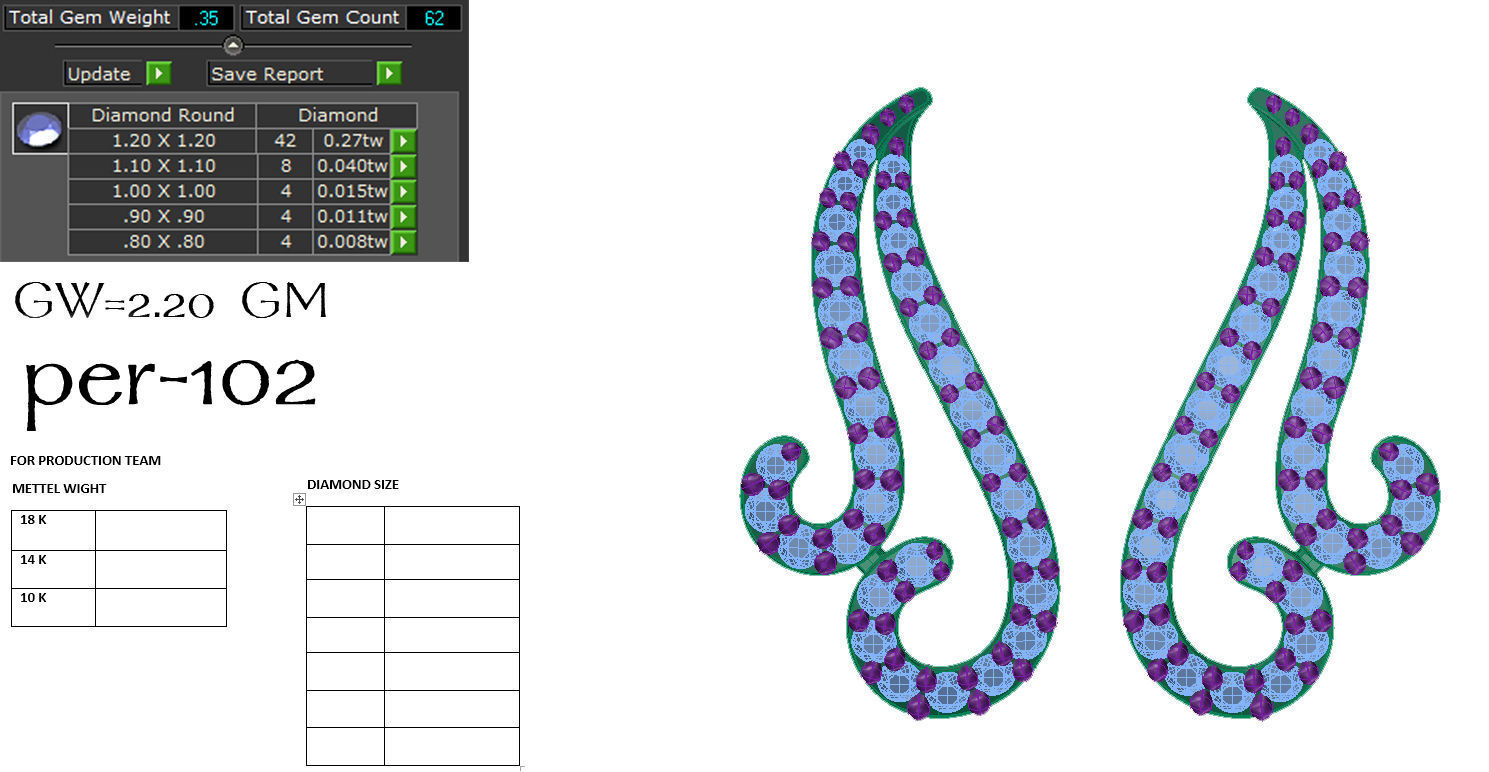 Women earrings 3dm render detail 3D print model 3D print model_5