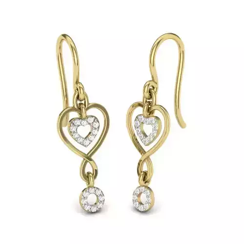 Women heart earrings 3dm render detail 3D print model