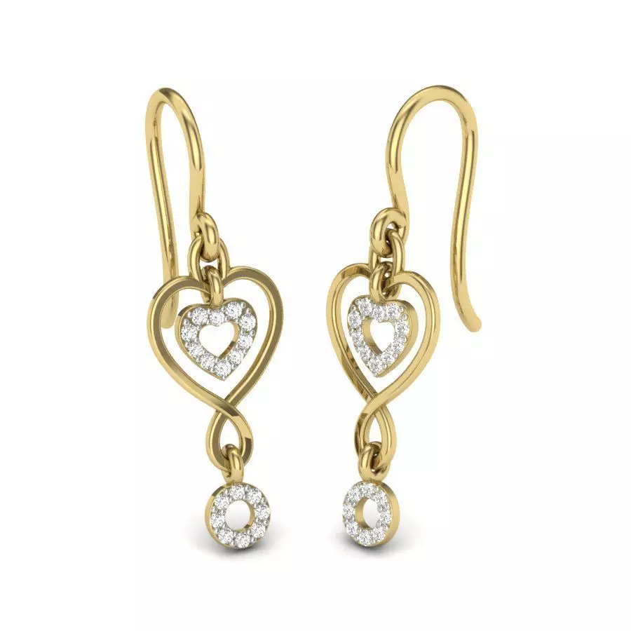 Women heart earrings 3dm render detail 3D print model 3D print model_0