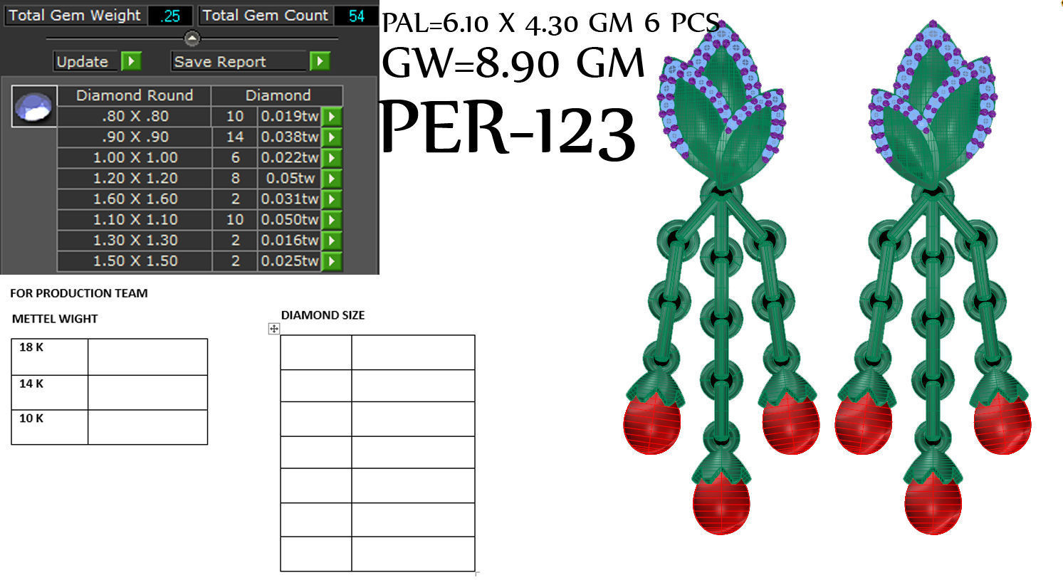 Women earrings 3dm render detail 3D print model 3D print model_5