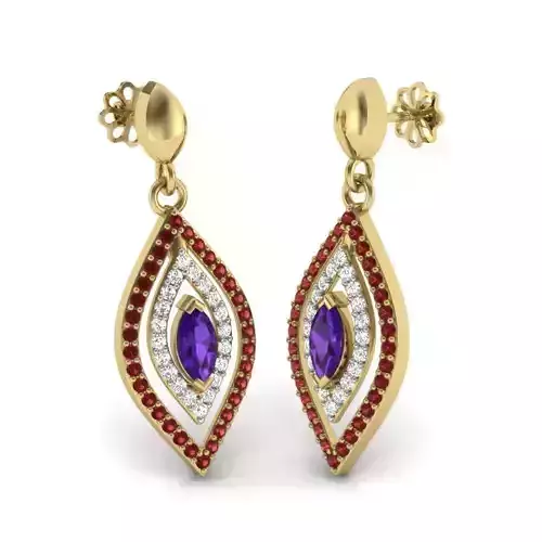 Women gemstone earrings 3dm render detail 3D print model