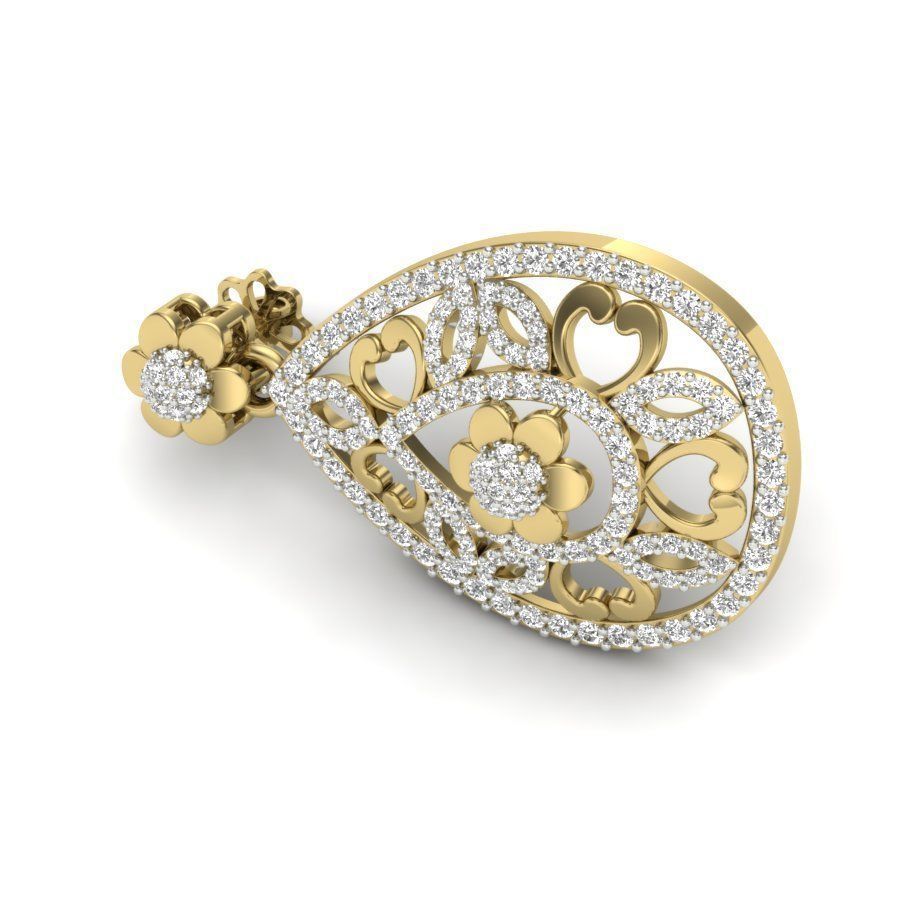 Women heart earrings 3dm render detail 3D print model 3D print model_4