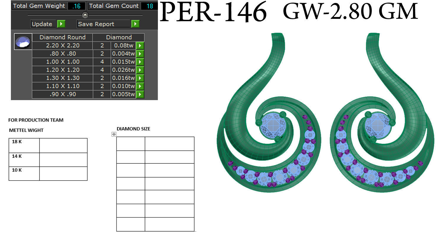 Women earrings 3dm render detail 3D print model 3D print model_4