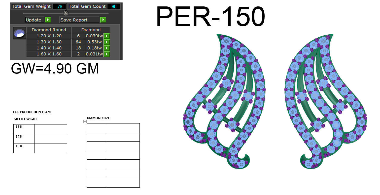 Women earrings 3dm render detail 3D print model 3D print model_5