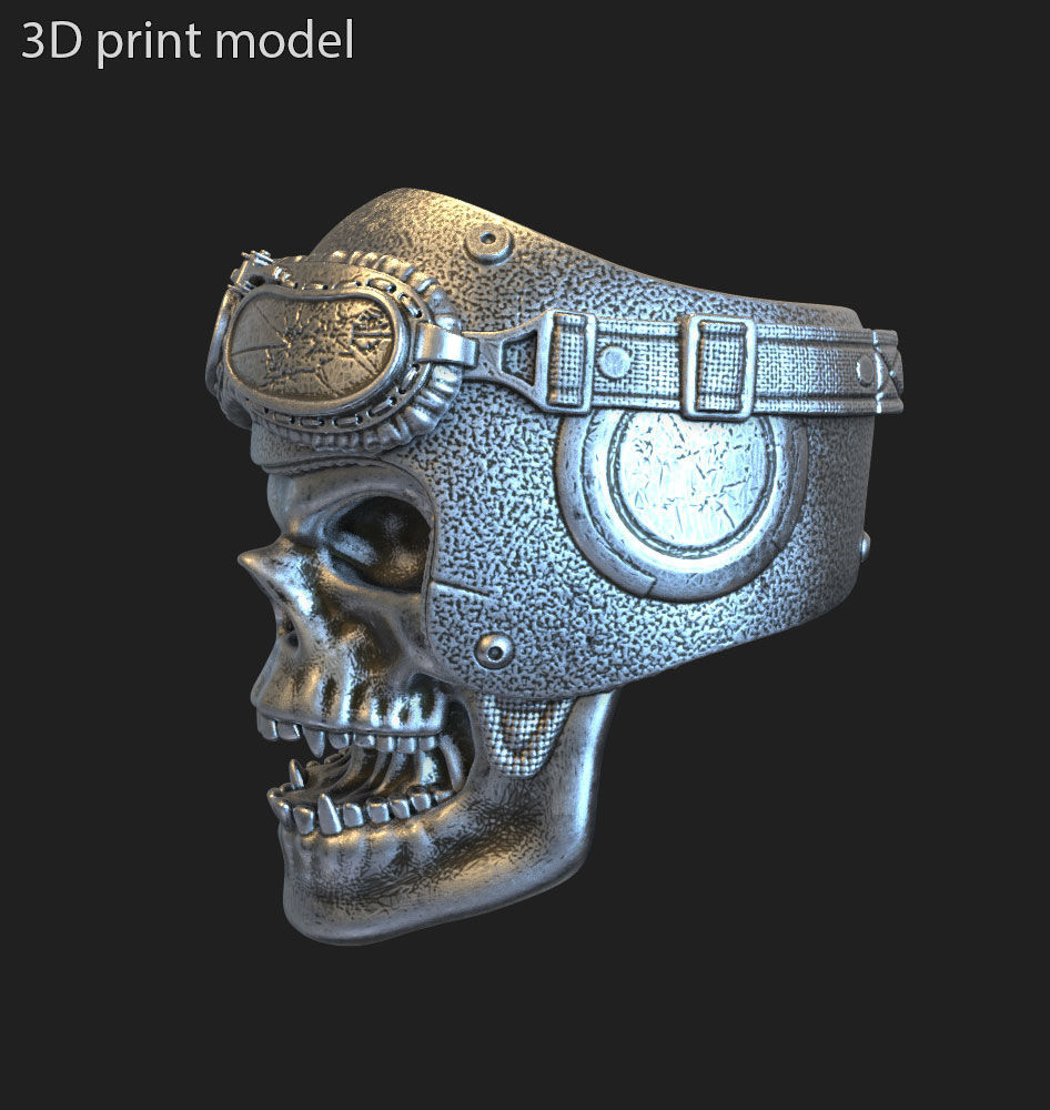 Biker helmet skull vol4 ring jewelry 3D print model_1