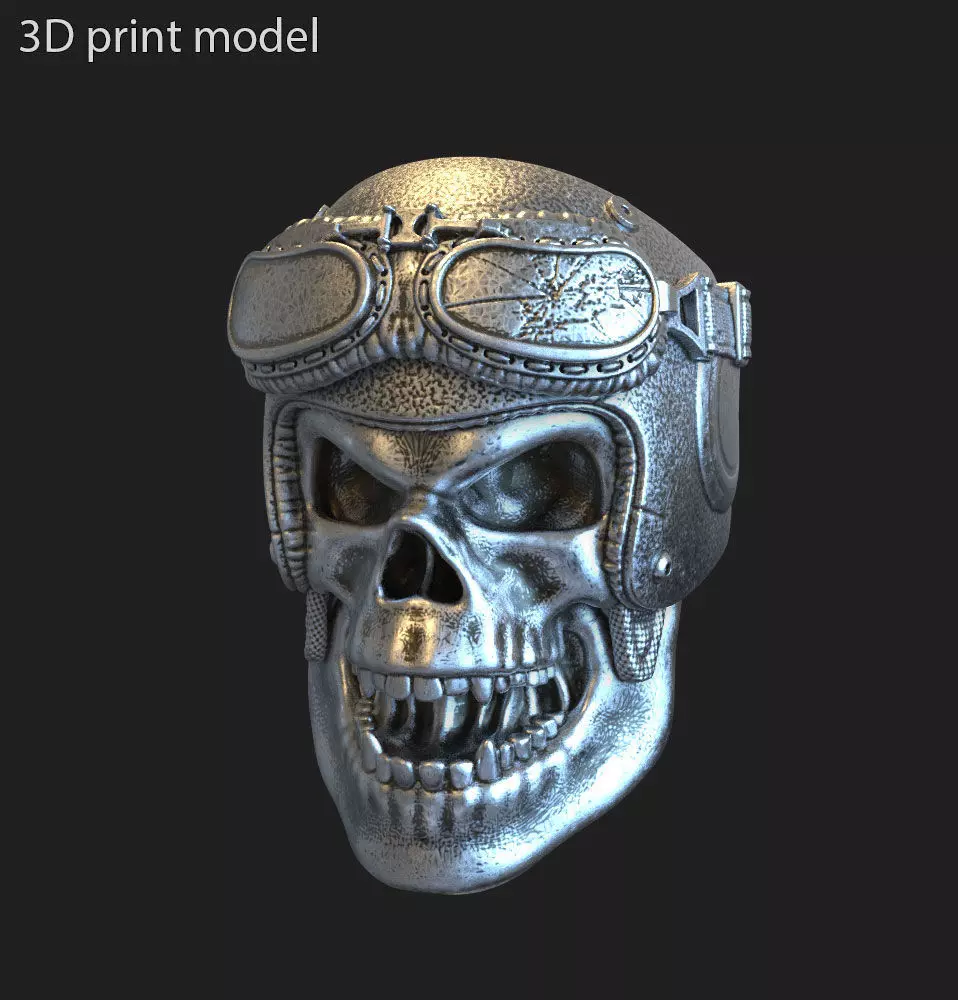 Biker helmet skull vol4 ring jewelry 3D print model_0