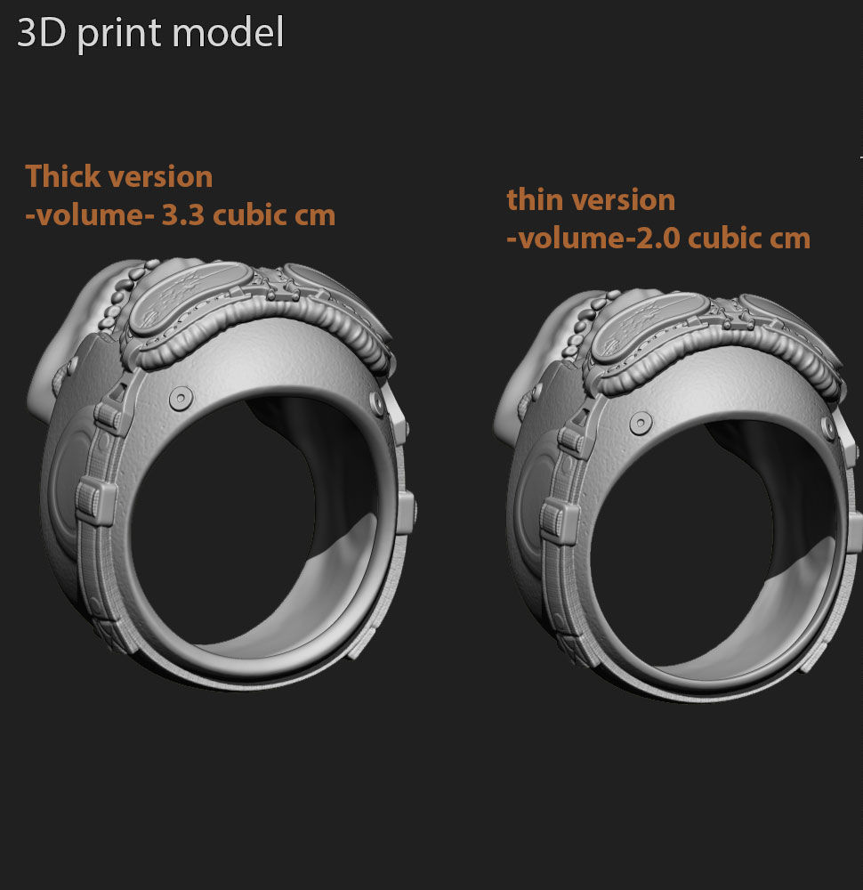 Biker helmet skull vol4 ring jewelry 3D print model_3
