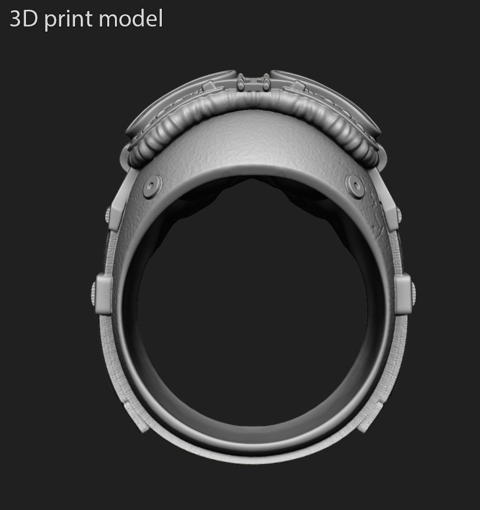 Biker helmet skull vol4 ring jewelry 3D print model_6