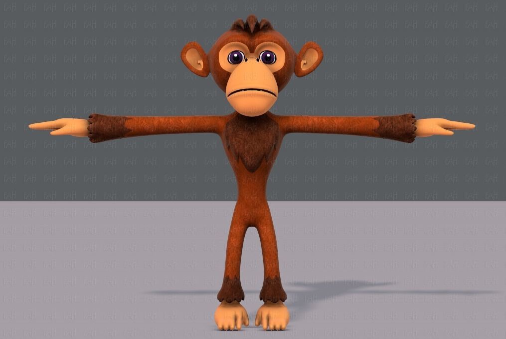 Monkey V02 Low-poly 3D model_1