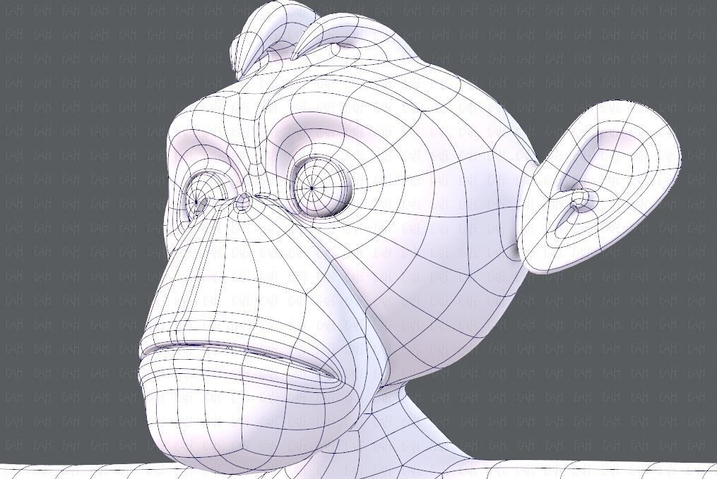 Monkey V02 Low-poly 3D model_38