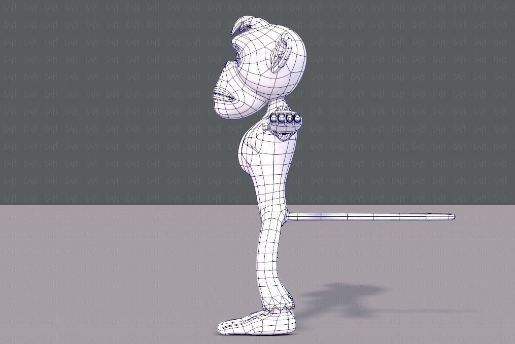 Monkey V02 Low-poly 3D model_15