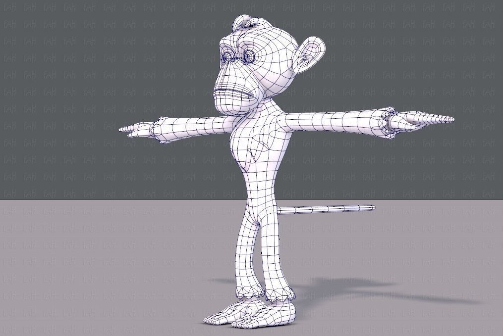 Monkey V02 Low-poly 3D model_16