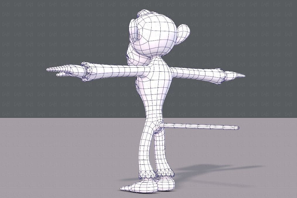 Monkey V02 Low-poly 3D model_14