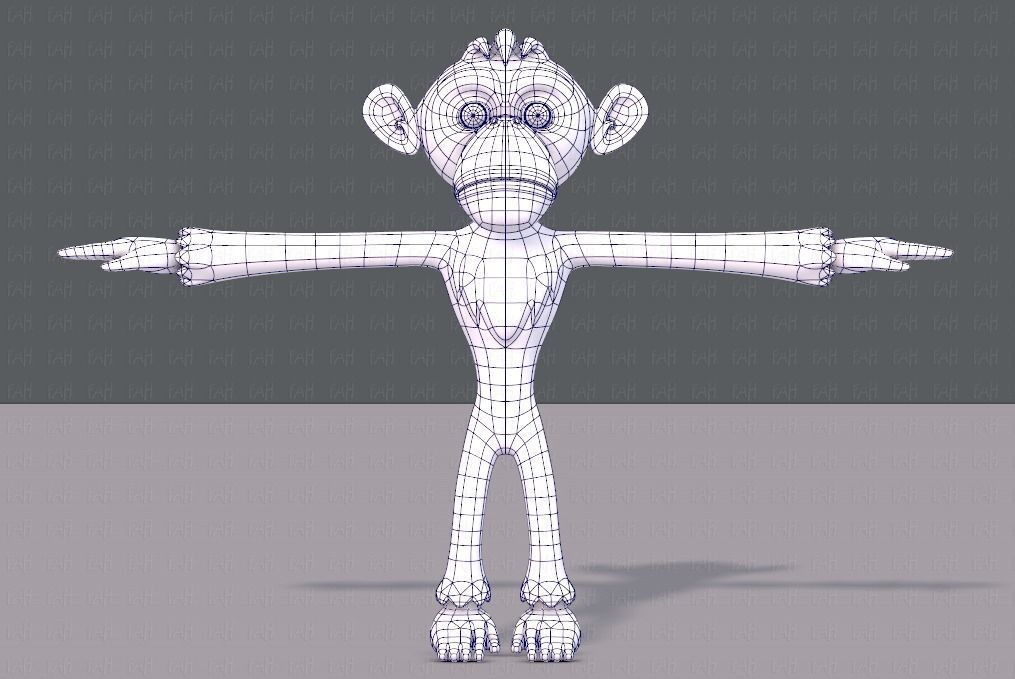 Monkey V02 Low-poly 3D model_9