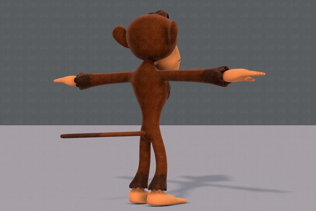 Monkey V02 Low-poly 3D model_4