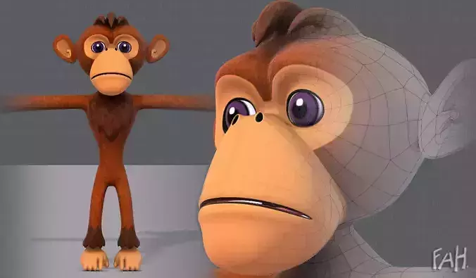 Monkey V02 Low-poly 3D model