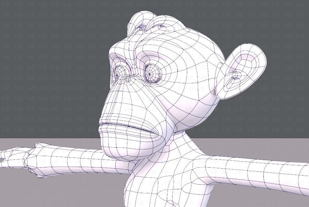 Monkey V02 Low-poly 3D model_32