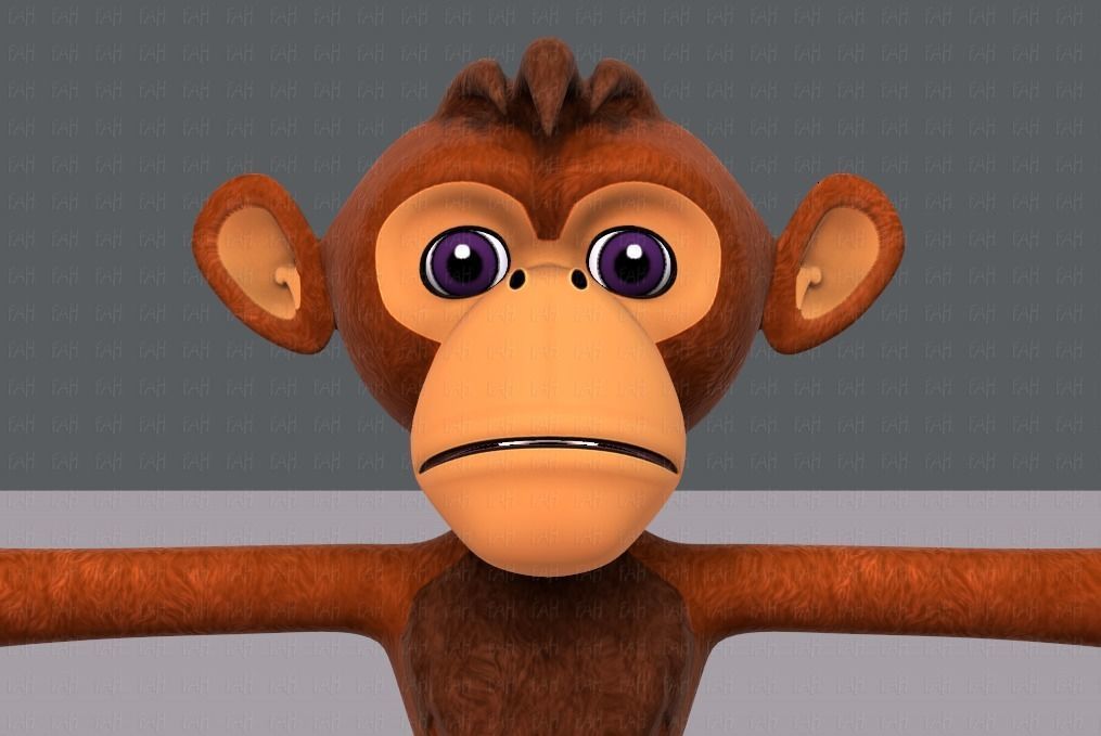 Monkey V02 Low-poly 3D model_17