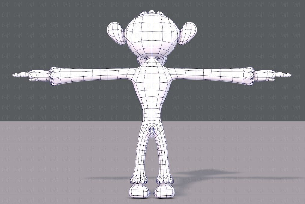 Monkey V02 Low-poly 3D model_13