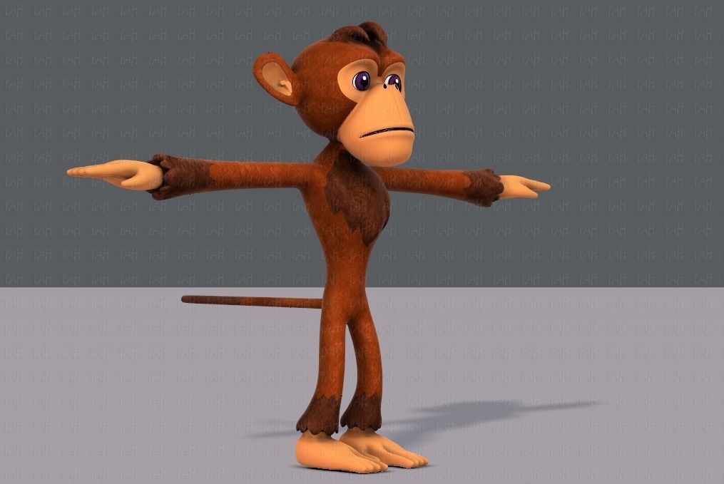 Monkey V02 Low-poly 3D model_2