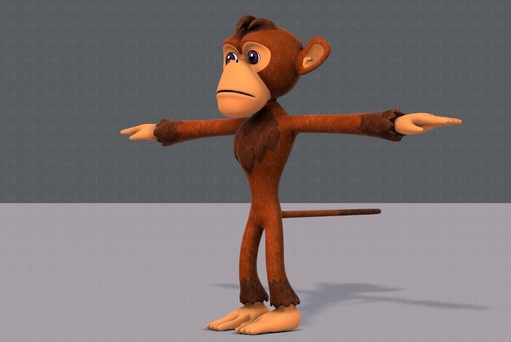 Monkey V02 Low-poly 3D model_8