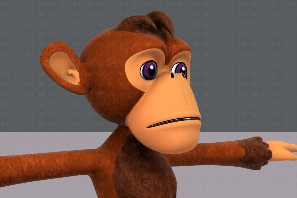 Monkey V02 Low-poly 3D model_18