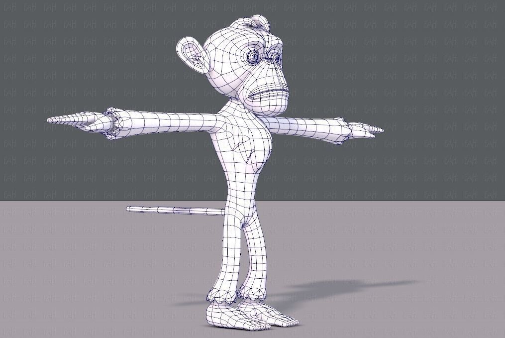Monkey V02 Low-poly 3D model_10