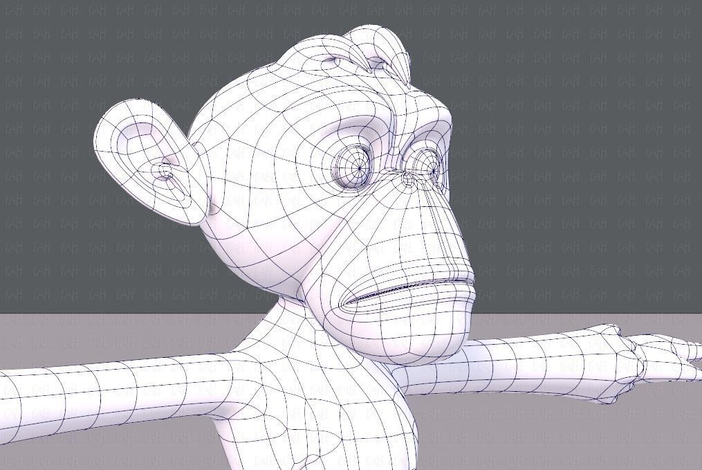 Monkey V02 Low-poly 3D model_26