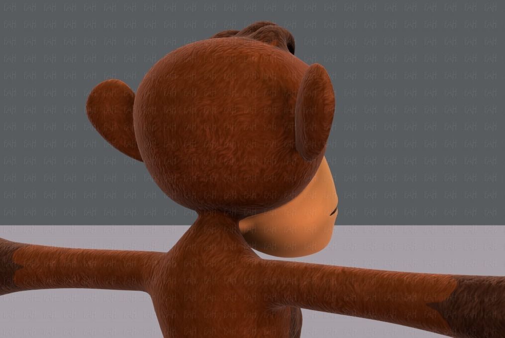 Monkey V02 Low-poly 3D model_20