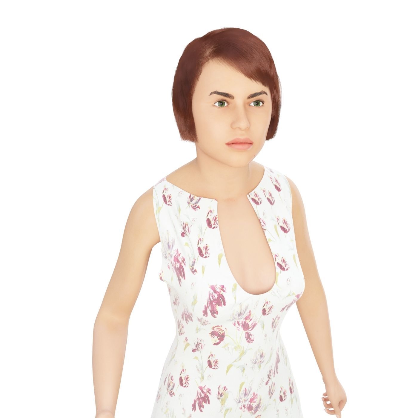 Women real cloth simulation conversation loop animated number 1 3D model_8