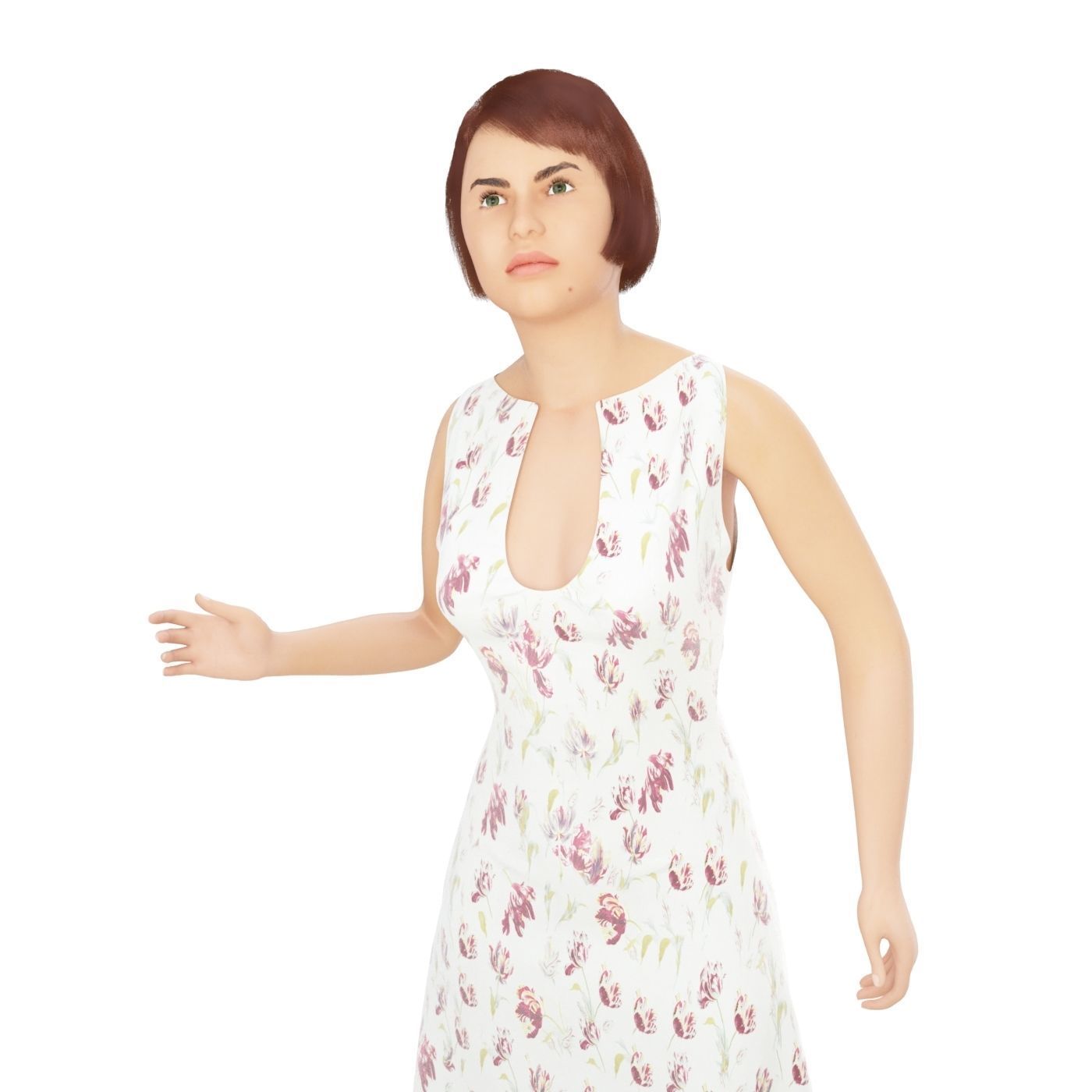 Women real cloth simulation conversation loop animated number 1 3D model_10